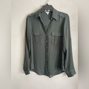 Express Slim Portofino Shirt in Dark Green